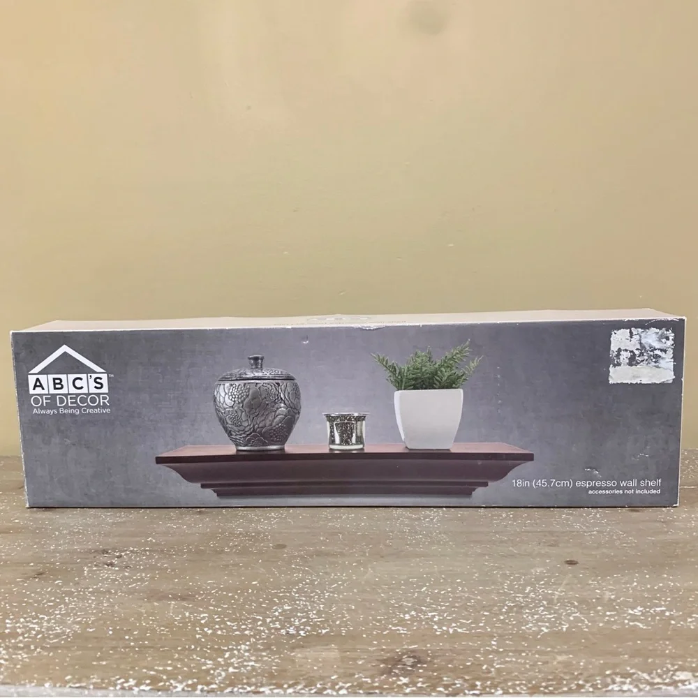 NEW ABC’S of Decor Always Being Creative 18 inch Espresso Floating Wall Shelf